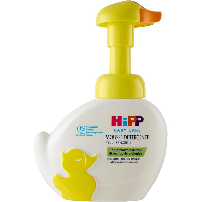 HiPP - Baby Care Cute Duck Shaped Cleansing Mousse for Kids Cleanses and Moisturizes Bodies and Hands for Sensitive Skin with Natural Organic Almond Extract - 1 x 250ml Bottle - Image 1